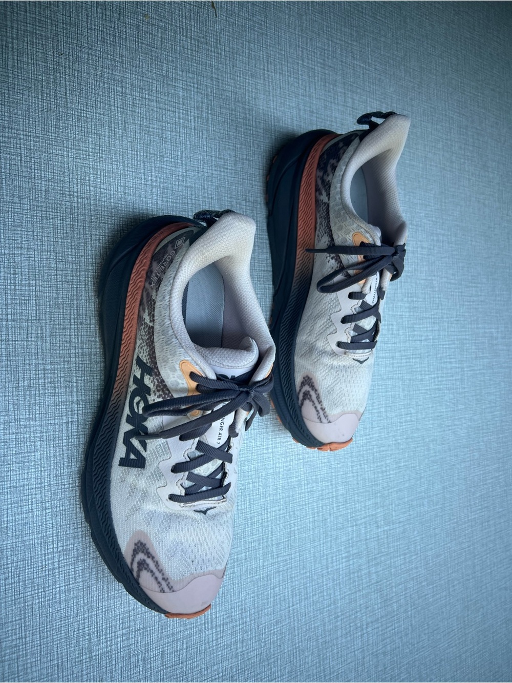 Hoka Men's Trail Running Shoes - White with Orange and Black Accents